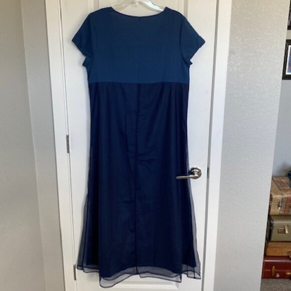 NWT Blue Color Block Short Sleeve Midi Dress Large - Picture 10 of 11